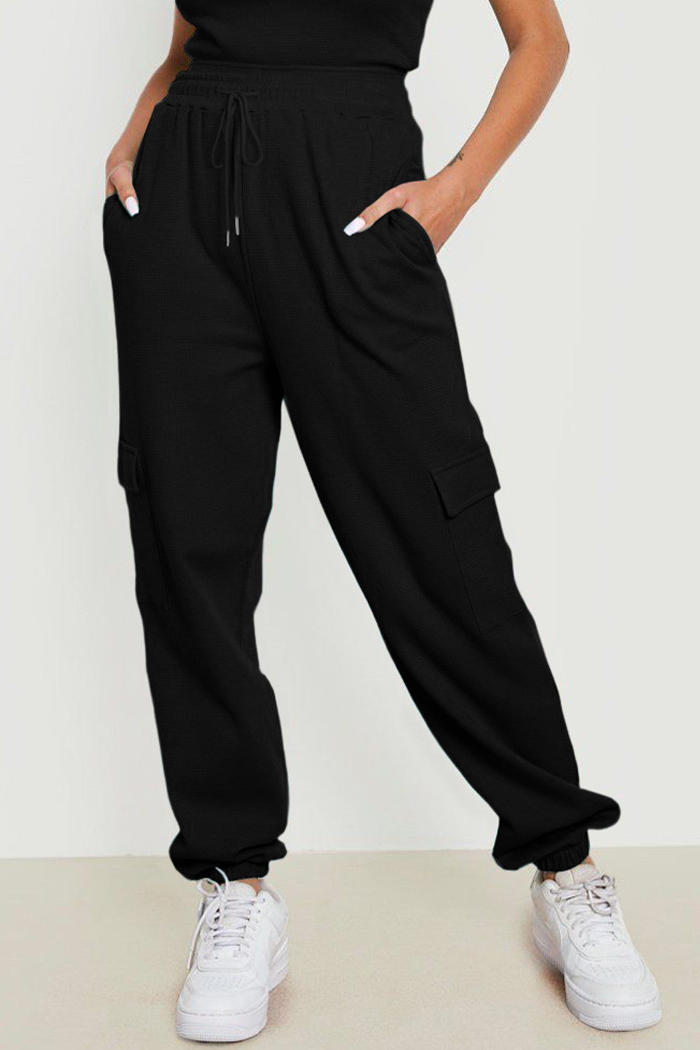 Black cargo joggers