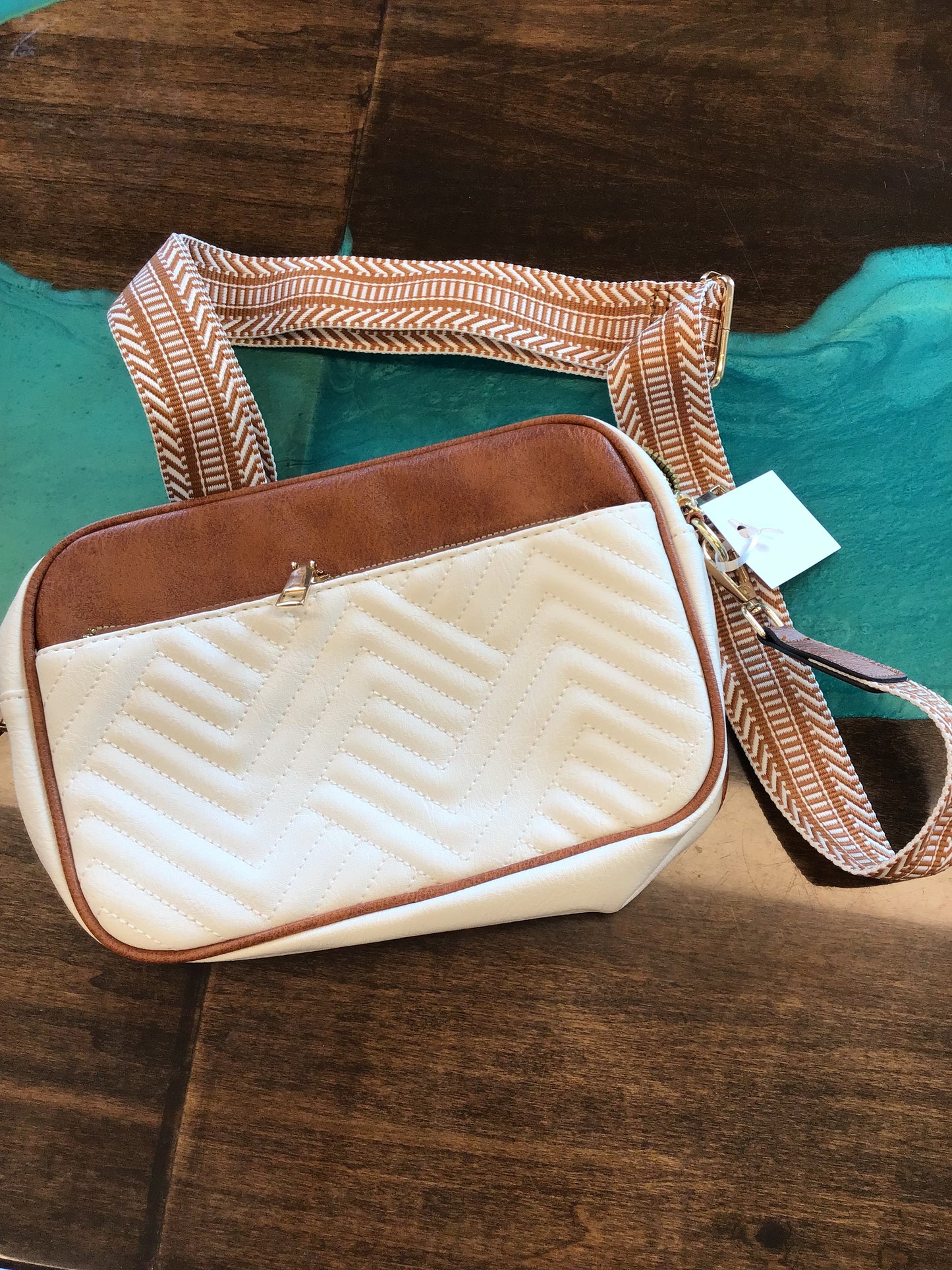 White and Tan Purse