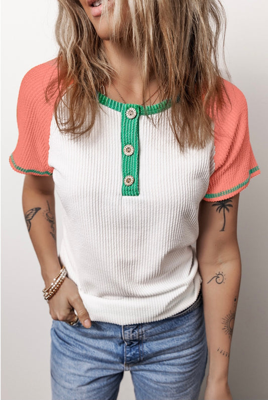 Colorblock Henley T-Shirt