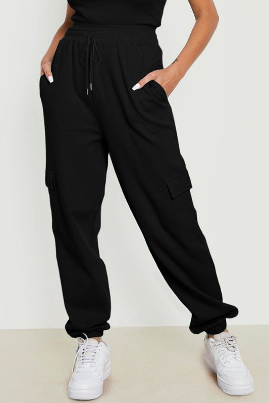 Black cargo joggers